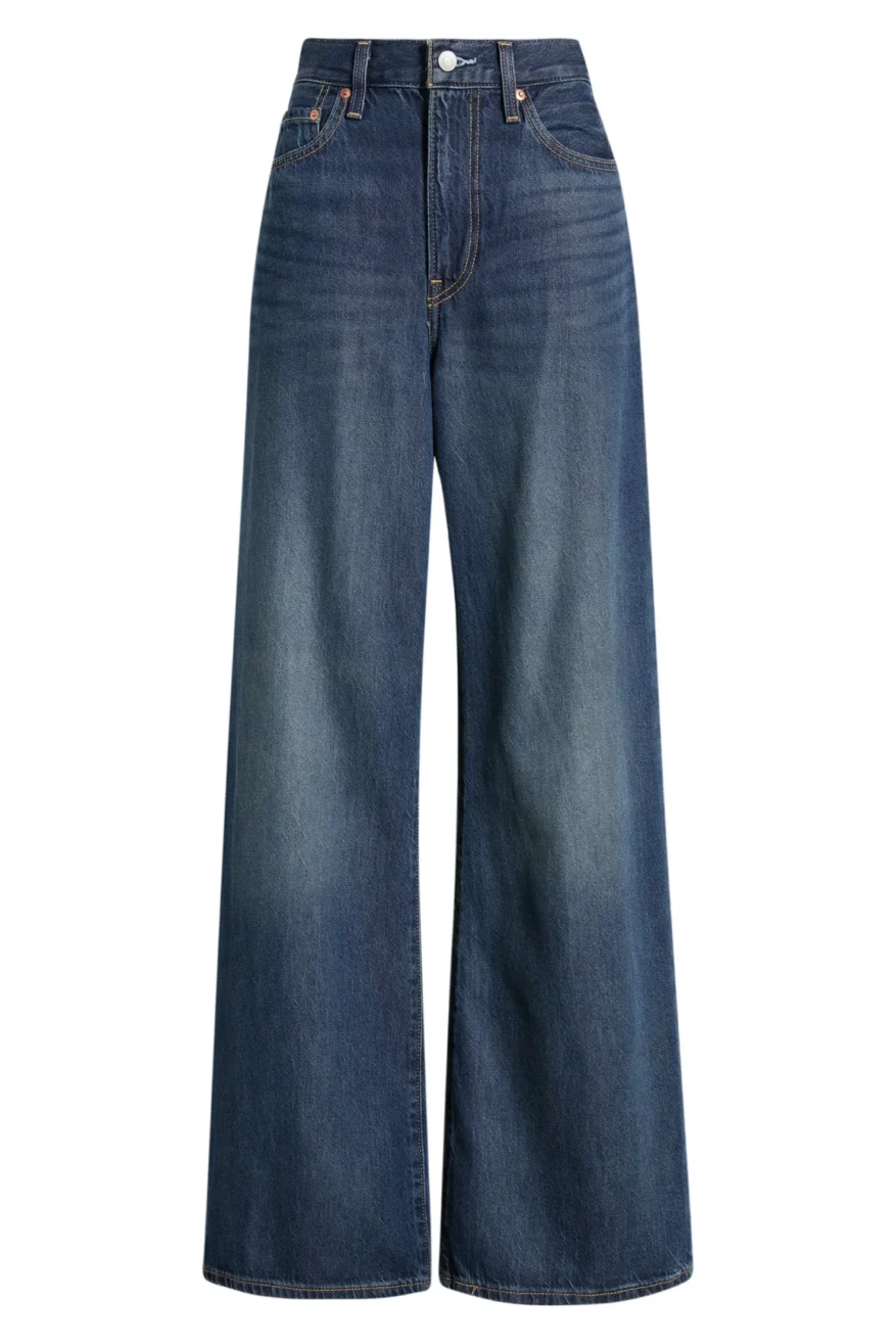 Levi's Ribcage high waist straight leg jeans in dark indigo wash