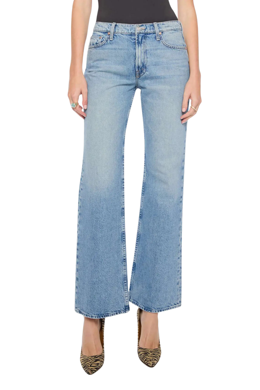 Mother Bookie jeans in light wash denim with a straight leg fit