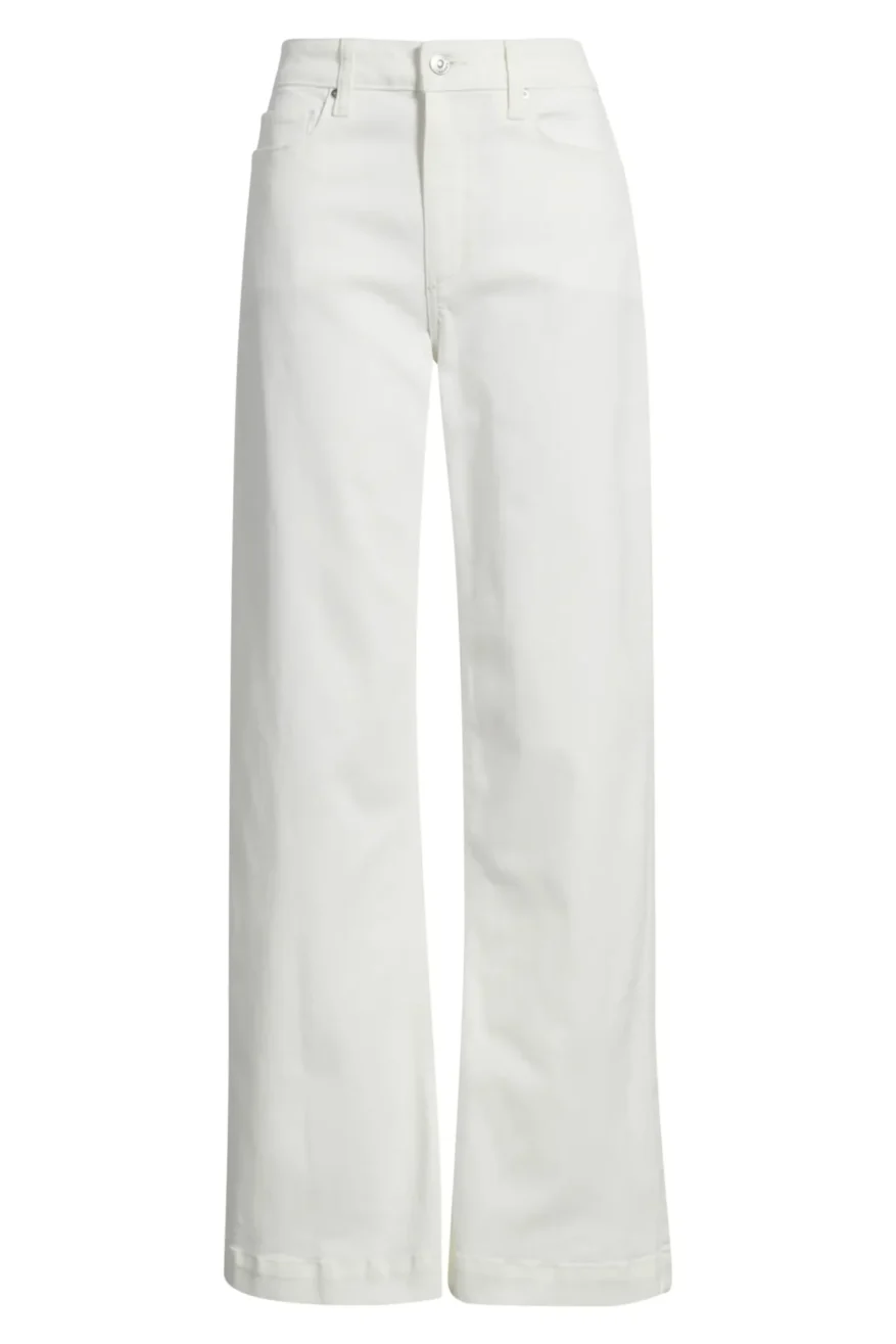 PAIGE Leenah high waist jeans in white with a wide leg fit