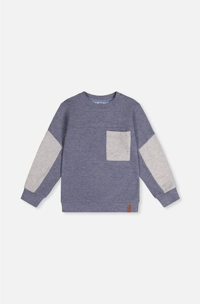 Deux Par Deux colorblock sporty brushed jersey top with chest pocket, kids, flat lay