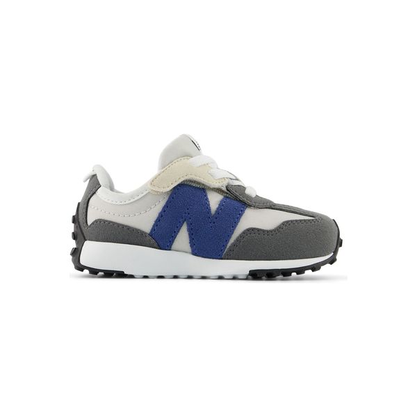 New Balance 327 sneaker in gray and blue, kids, product shot
