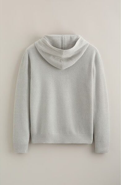 Nordstrom hooded Henley sweater in gray knit, kids, flat lay