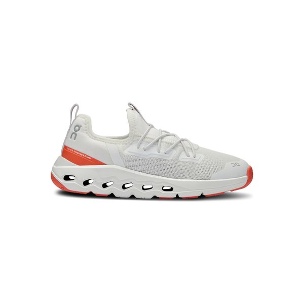 On Cloudleap sneaker in white with orange trim, kids, product shot