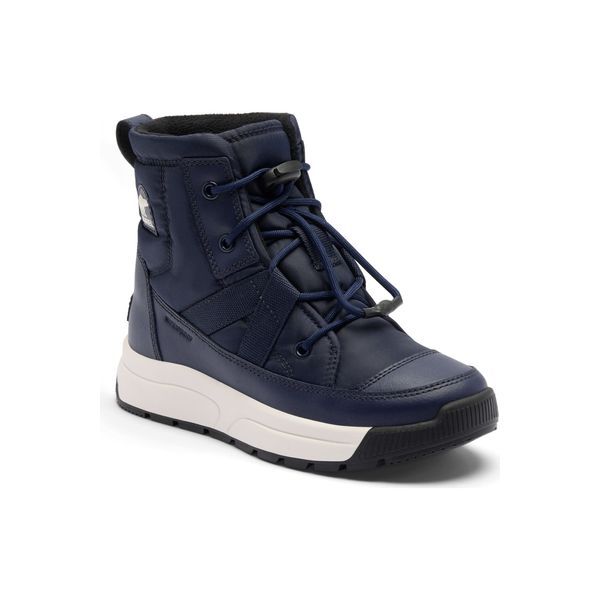 Sorel Whitney III insulated waterproof snow boot in navy, kids, product shot