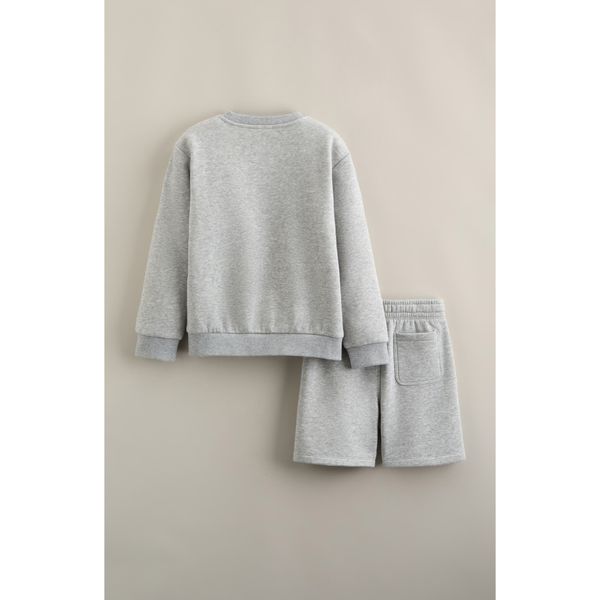Tucker + Tate piped sweatshirt and shorts set in gray, kids, back view