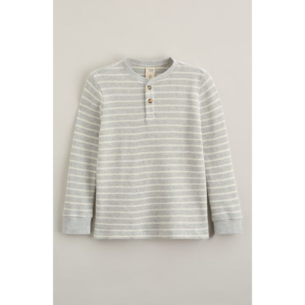 Tucker + Tate waffle stitch top in gray and white stripe, kids, product shot