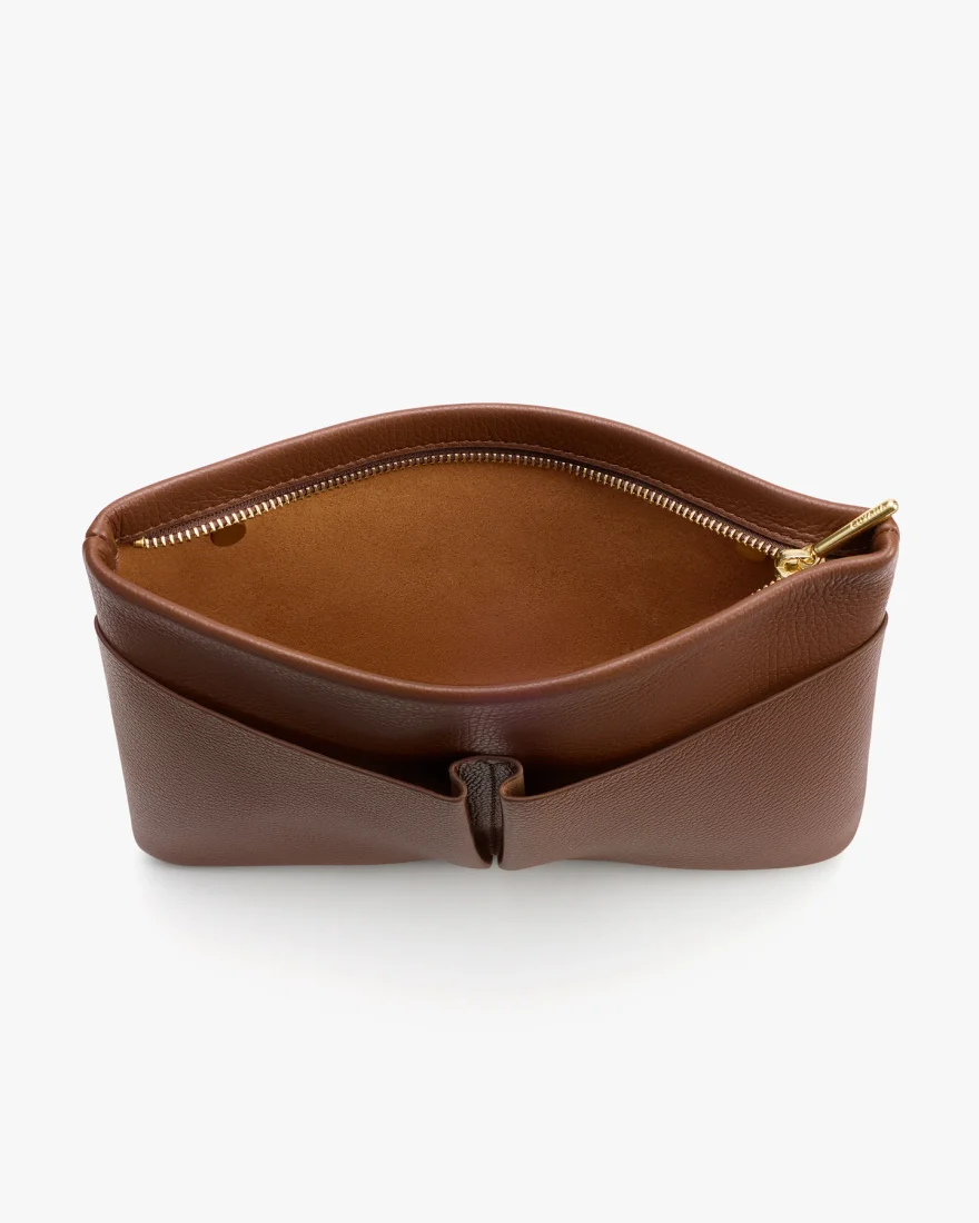 Cuyana system organizer pouch in brown leather